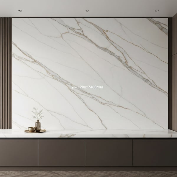 Calacatta 大理石纹瓷砖大板 1200×2400mm 金灰纹 高端饰面