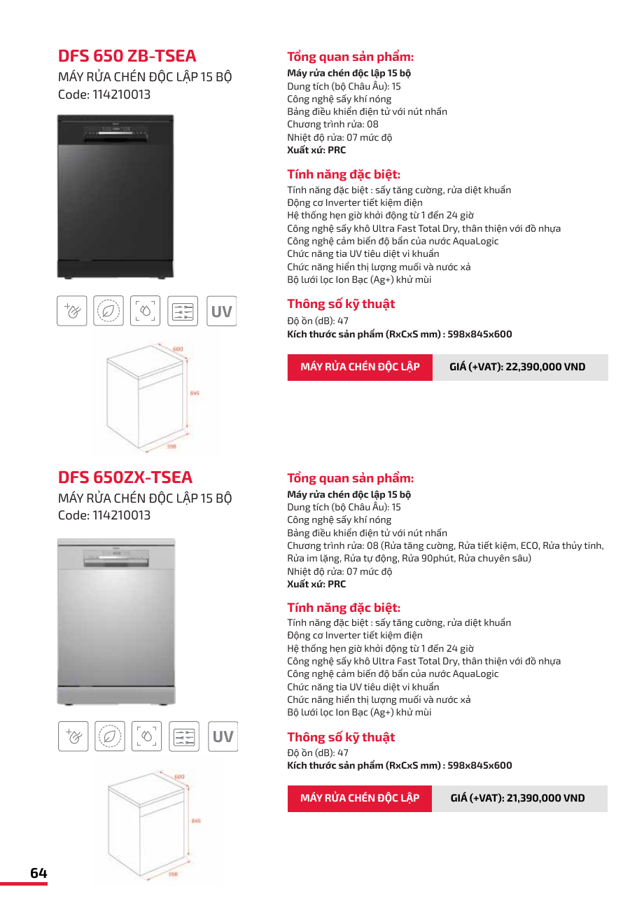 Teka 独立式洗碗机 DFS 650 ZB-TSEA